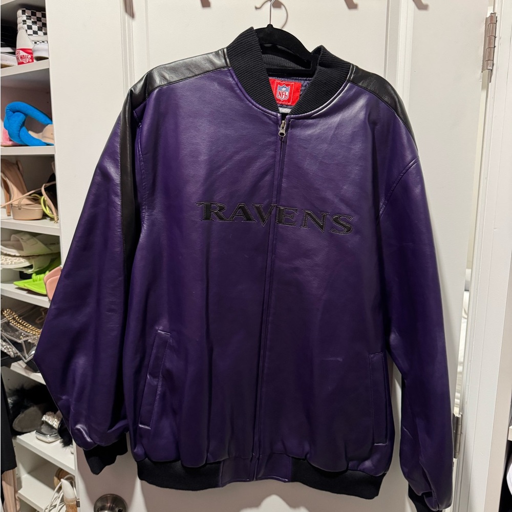 NFL Baltimore Ravens Purple and Black Leather Jacket